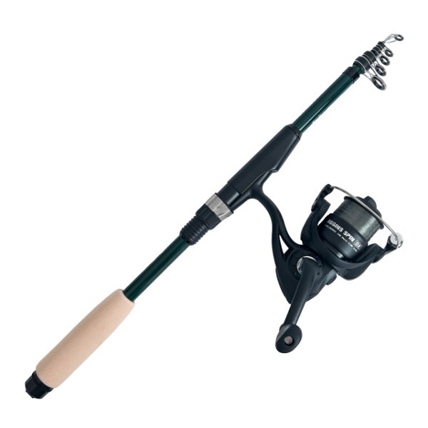 BEGINS PACK 180【振り出しコンパクトロッドとナイロン付きスピニングリールのセット/釣り入門におすすめ/竿とリールのセット】(グリーン)